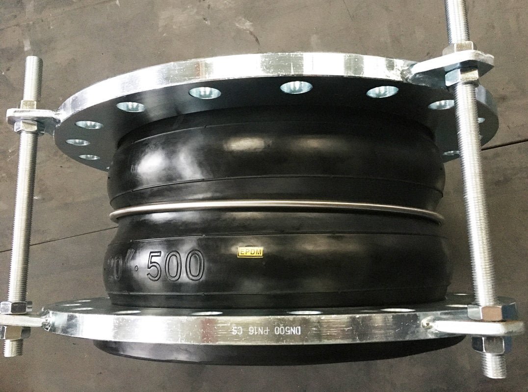 Double sphere rubber expansion joint installation